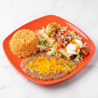 Two Flautas, Rice & Beans