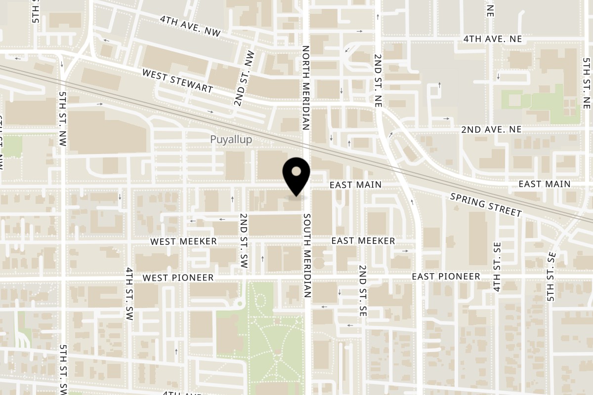 Map showing the location of Mazatlan Mexican Restaurant Downtown Puyallup on 106 S Meridian in Puyallup