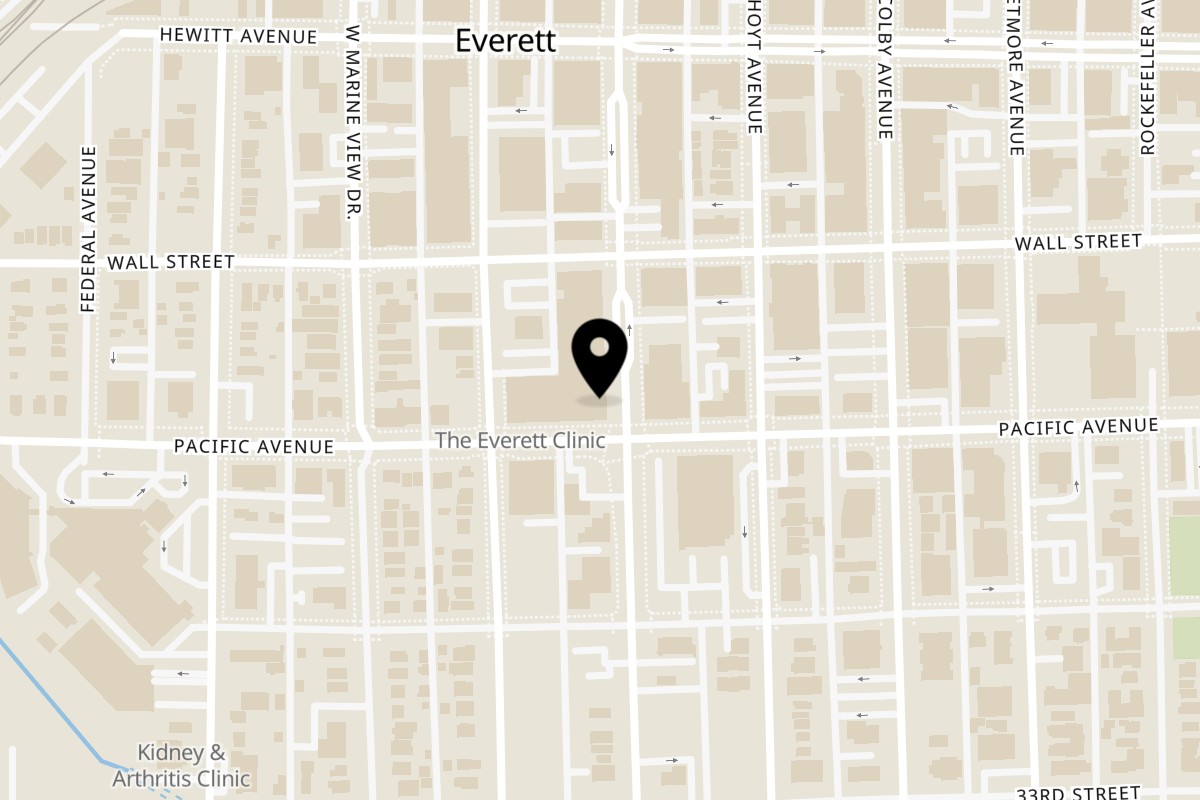 Map showing the location of Mazatlan Mexican Restaurant Everett on 1325 Pacific Ave in Everett